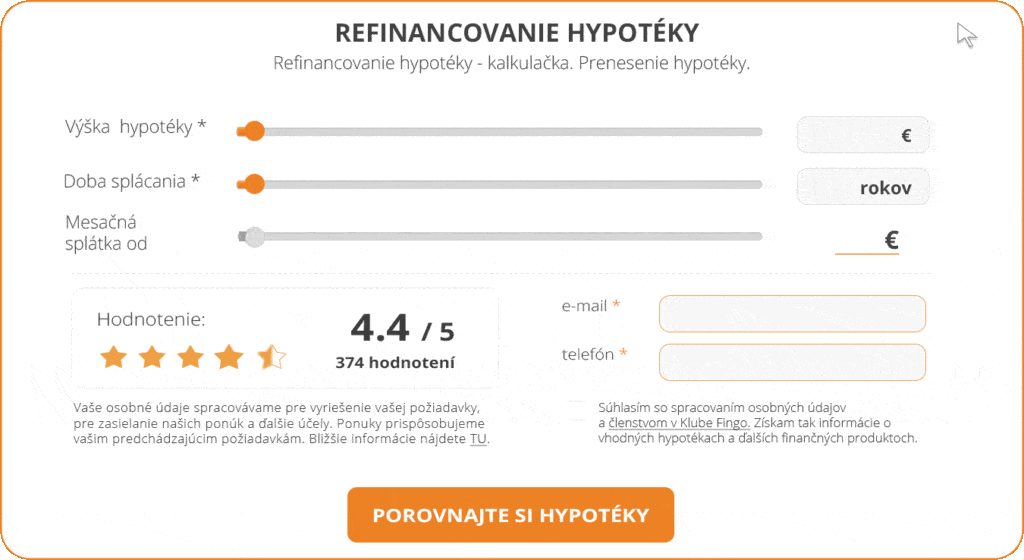 Fingo.sk refinancovanie hypotéky kalkulačka